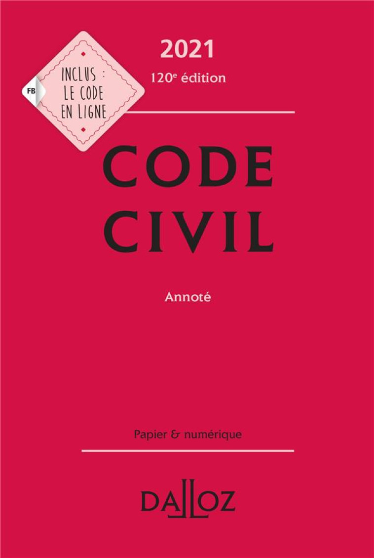 CODE CIVIL ANNOTE (EDITION 2021) - HENRY/ANCEL/VENANDET - DALLOZ