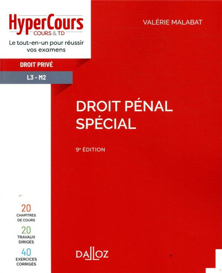 DROIT PENAL SPECIAL 9ED - MALABAT VALERIE - DALLOZ