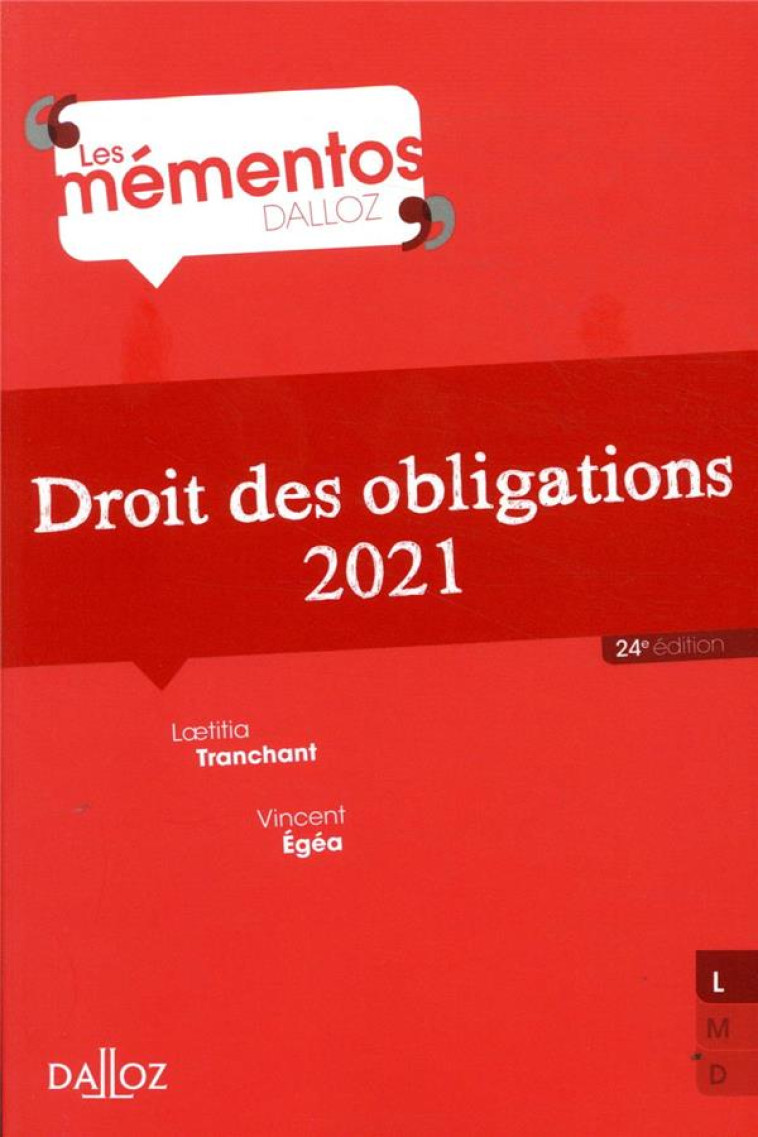 DROIT DES OBLIGATIONS (EDITION 2021) - TRANCHANT/EGEA - DALLOZ