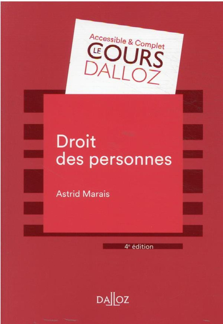 DROIT DES PERSONNES - MARAIS ASTRID - DALLOZ