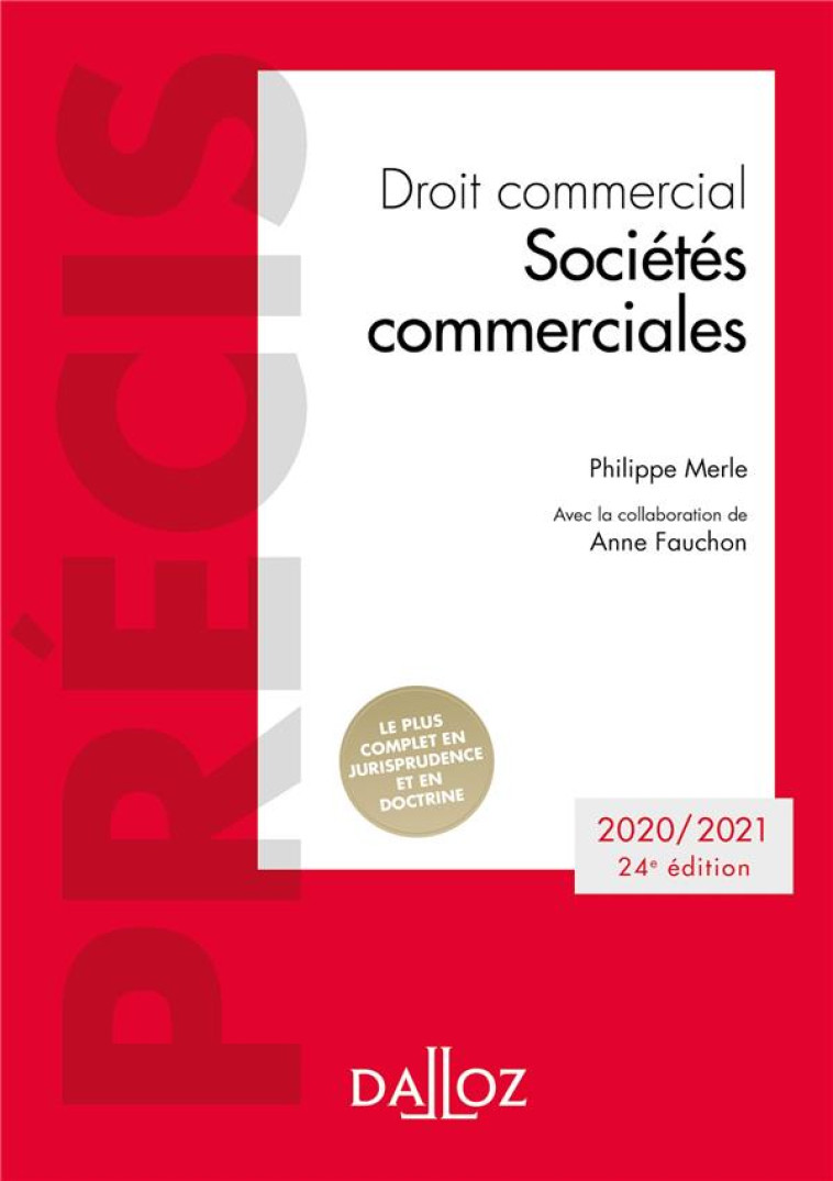 SOCIETES COMMERCIALES (EDITION 2020/2021) - FAUCHON/MERLE - DALLOZ