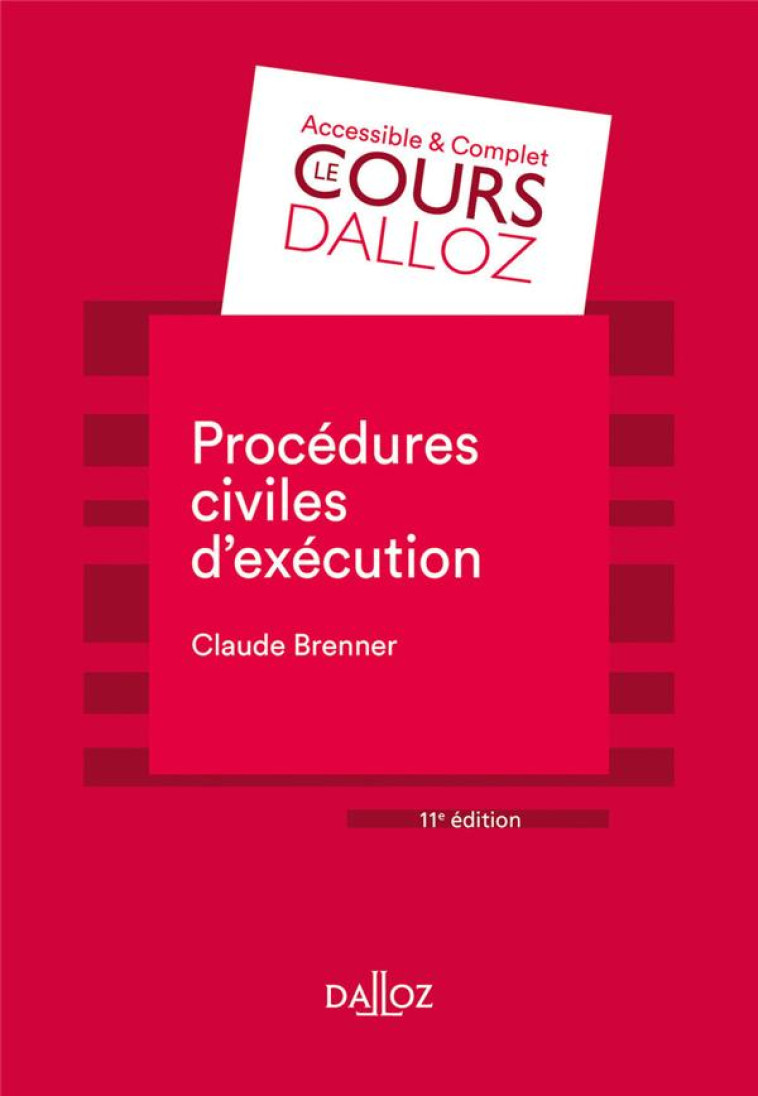 PROCEDURES CIVILES D'EXECUTION - BRENNER CLAUDE - DALLOZ