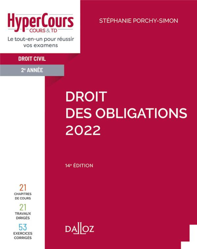 DROIT DES OBLIGATIONS (EDITION 2022) - PORCHY-SIMON S. - DALLOZ