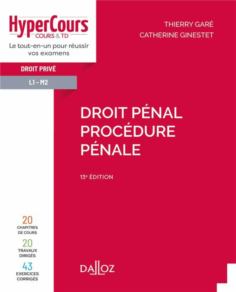 DROIT PENAL  -  PROCEDURE PENALE (EDITION 2022) - GARE/GINESTET - DALLOZ