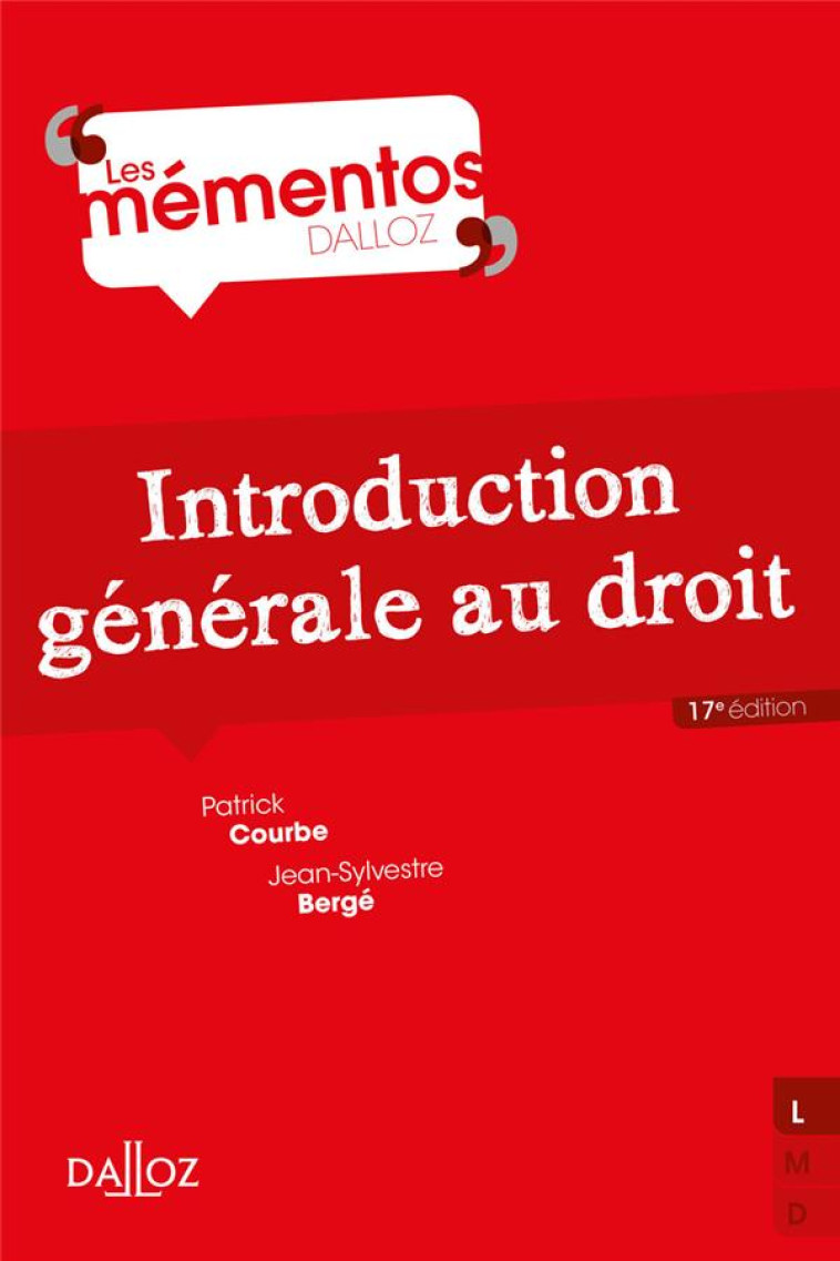 INTRODUCTION GENERALE AU DROIT. 17E ED. - BERGE/COURBE - DALLOZ