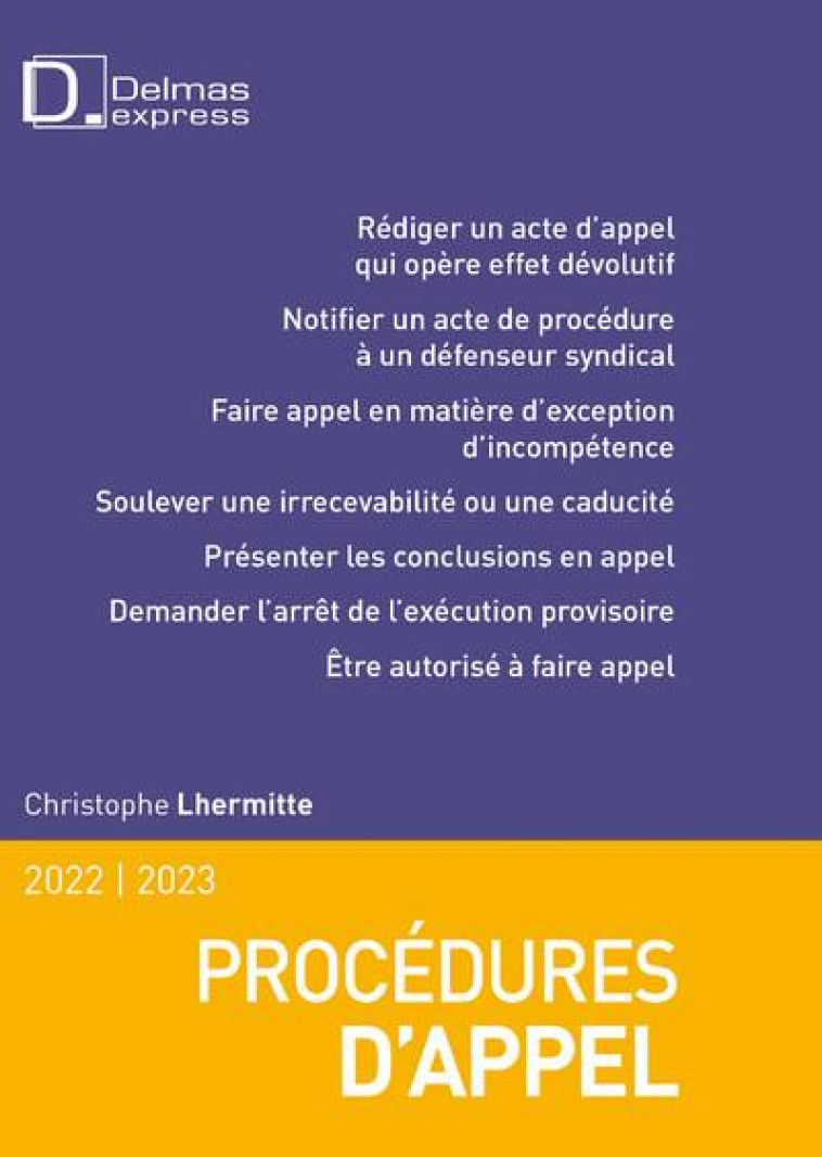 PROCEDURES D'APPEL (EDITION 2021/2022) - LHERMITTE CHRISTOPHE - DALLOZ