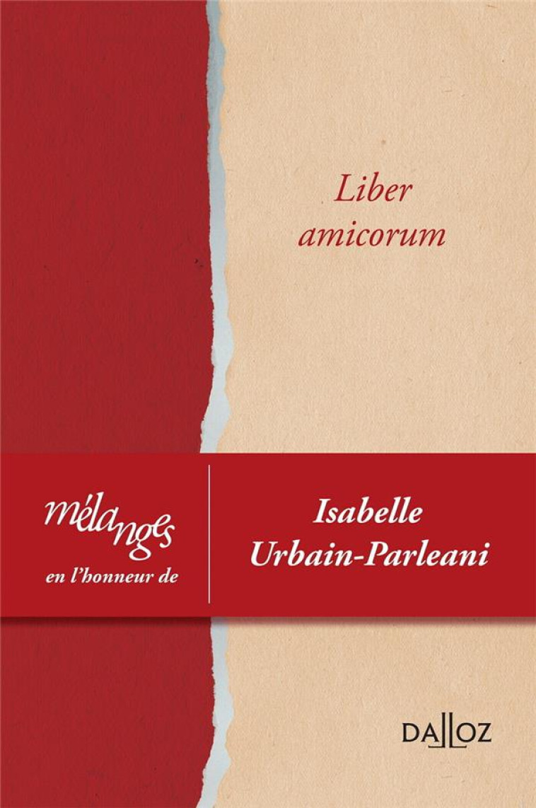 MELANGES EN L'HONNEUR D'ISABELLE URBAIN-PARLEANI - COLLECTIF - DALLOZ