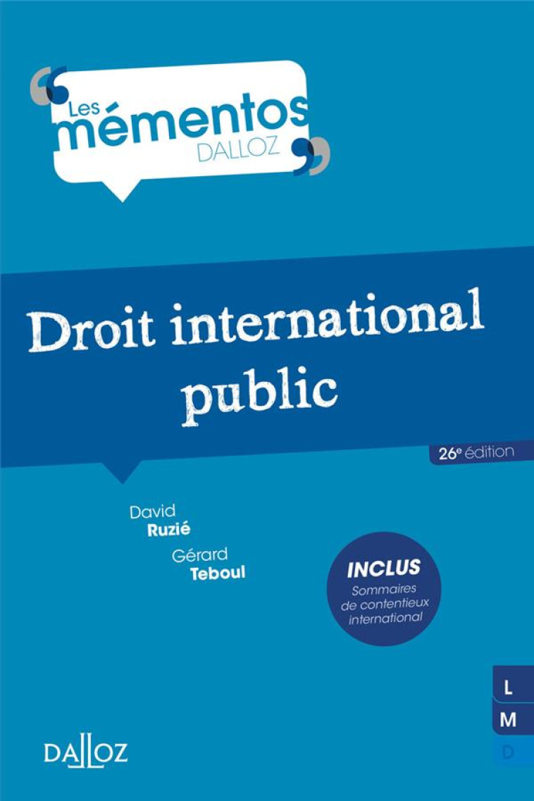 DROIT INTERNATIONAL PUBLIC 26ED - RUZIE/TEBOUL - DALLOZ