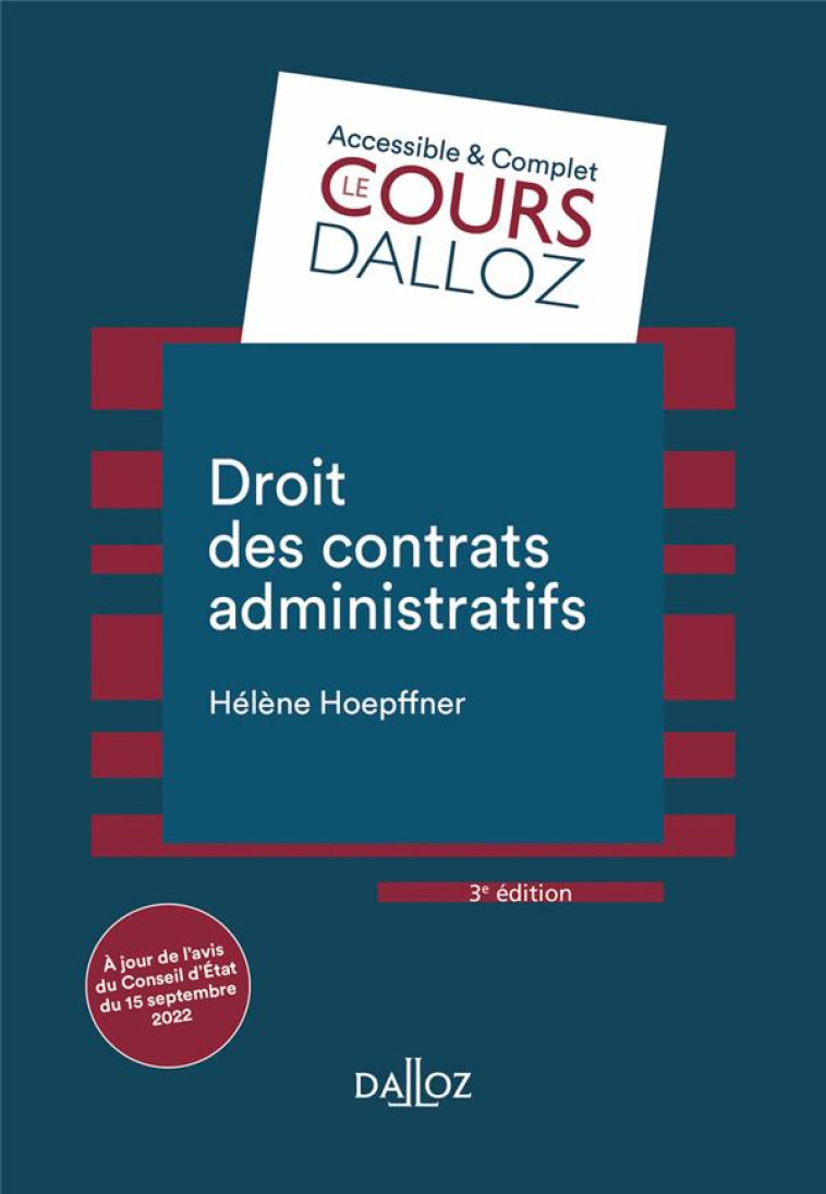 DROIT DES CONTRATS ADMINISTRATIFS - HOEPFFNER HELENE - DALLOZ