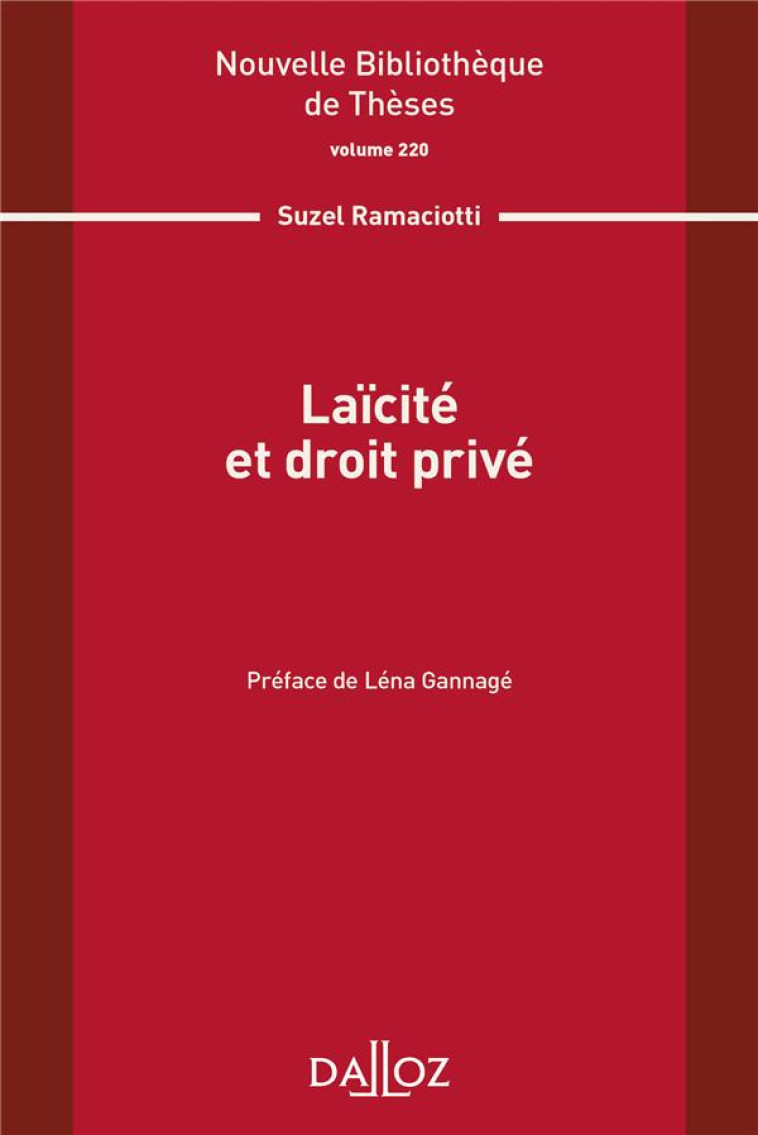 LAICITE ET DROIT PRIVE - RAMACIOTTI SUZEL - DALLOZ