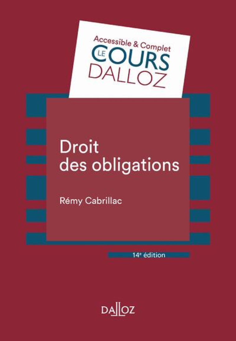 DROIT DES OBLIGATIONS (15E EDITION) - CABRILLAC REMY - DALLOZ