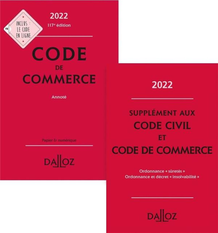 CODE DE COMMERCE ANNOTE (EDITION 2022) - RONTCHEVSKY/CHEVRIER - DALLOZ