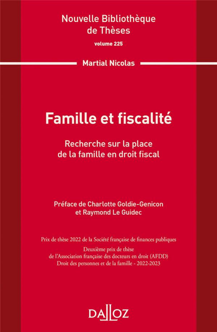 FAMILLE ET FISCALITE TOME.225 - NICOLAS/LE GUIDEC - DALLOZ