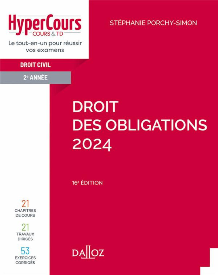 DROIT DES OBLIGATIONS (EDITION 2024) - PORCHY-SIMON S. - DALLOZ