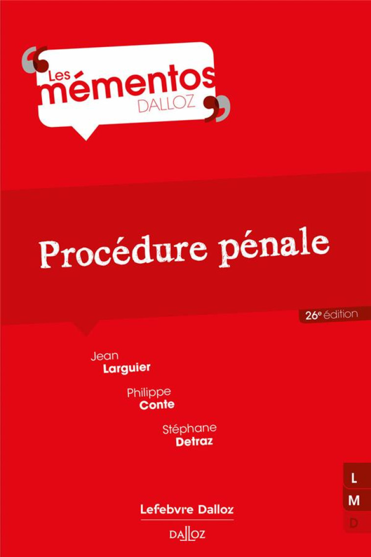 PROCEDURE PENALE (26E EDITION) - CONTE/DETRAZ - DALLOZ