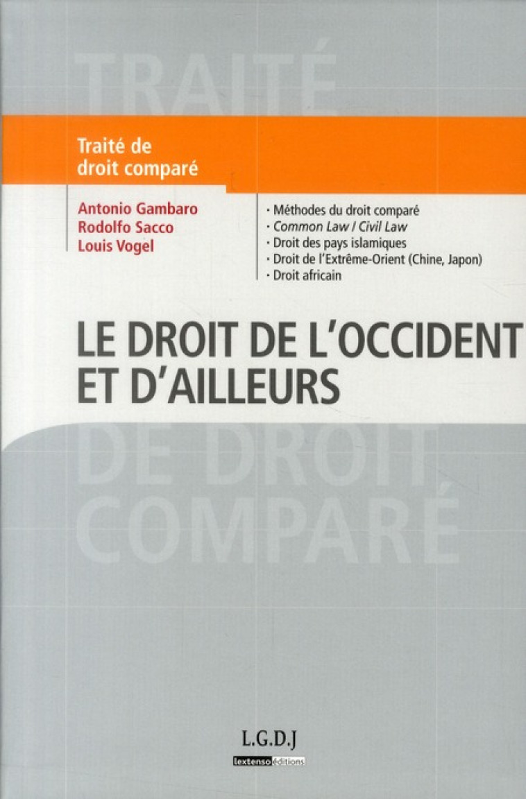 TRAITE DE DROIT COMPARE - GAMBARO/SACCO - LGDJ