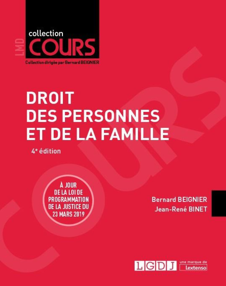 DROIT DES PERSONNES ET DE LA FAMILLE (4E EDITION) - BEIGNIER/BINET - LGDJ