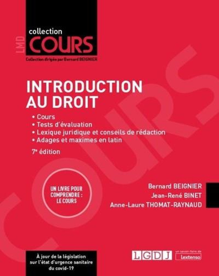 INTRODUCTION AU DROIT (7E EDITION) - BEIGNIER/BINET - LGDJ