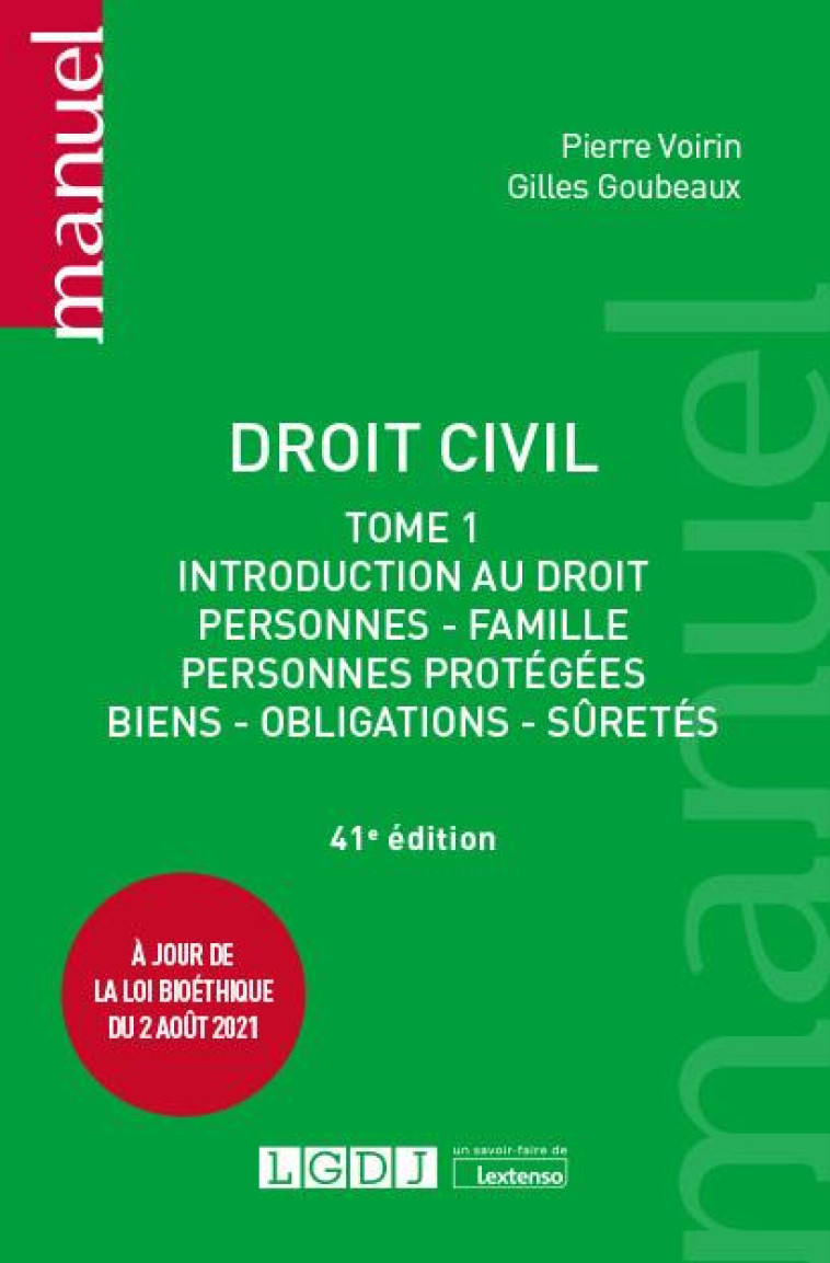 DROIT CIVIL T.1 (41E EDITION) - GOUBEAUX/VOIRIN - LGDJ