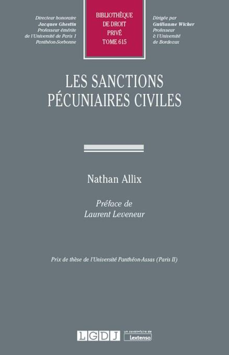 LES SANCTIONS PECUNIAIRES CIVILES - ALLIX NATHAN - LGDJ