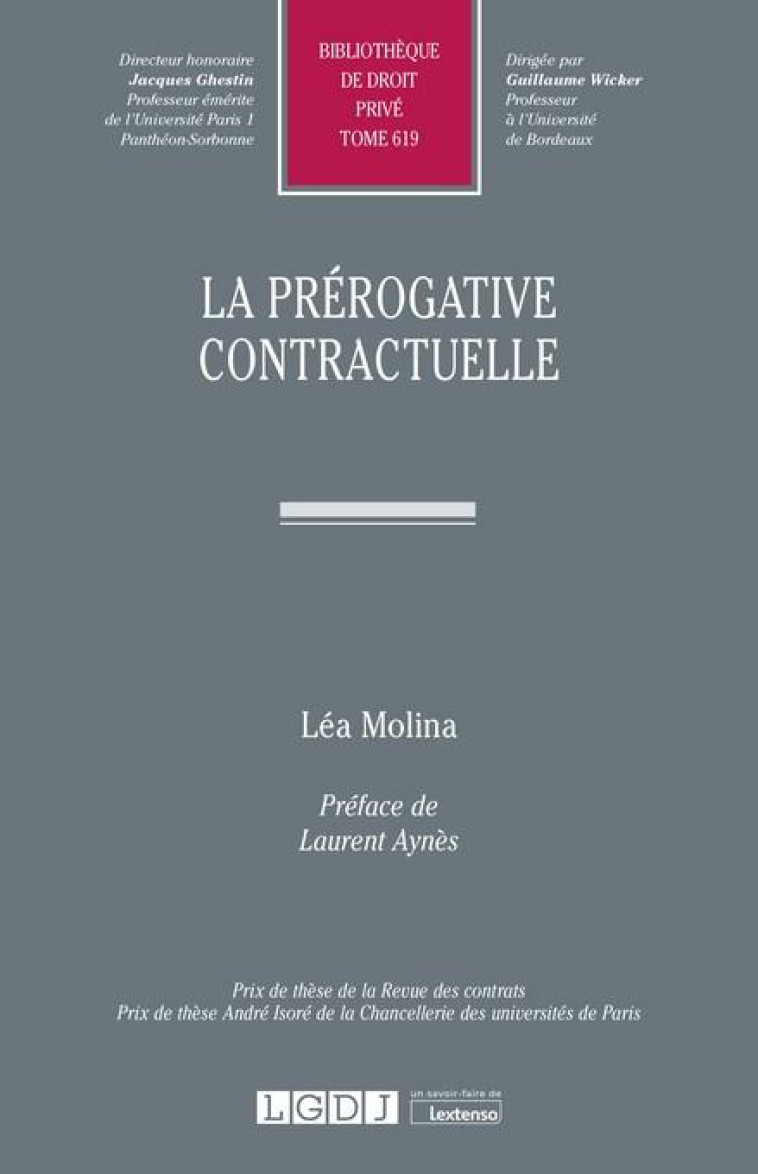 LA PREROGATIVE CONTRACTUELLE - MOLINA LEA - LGDJ