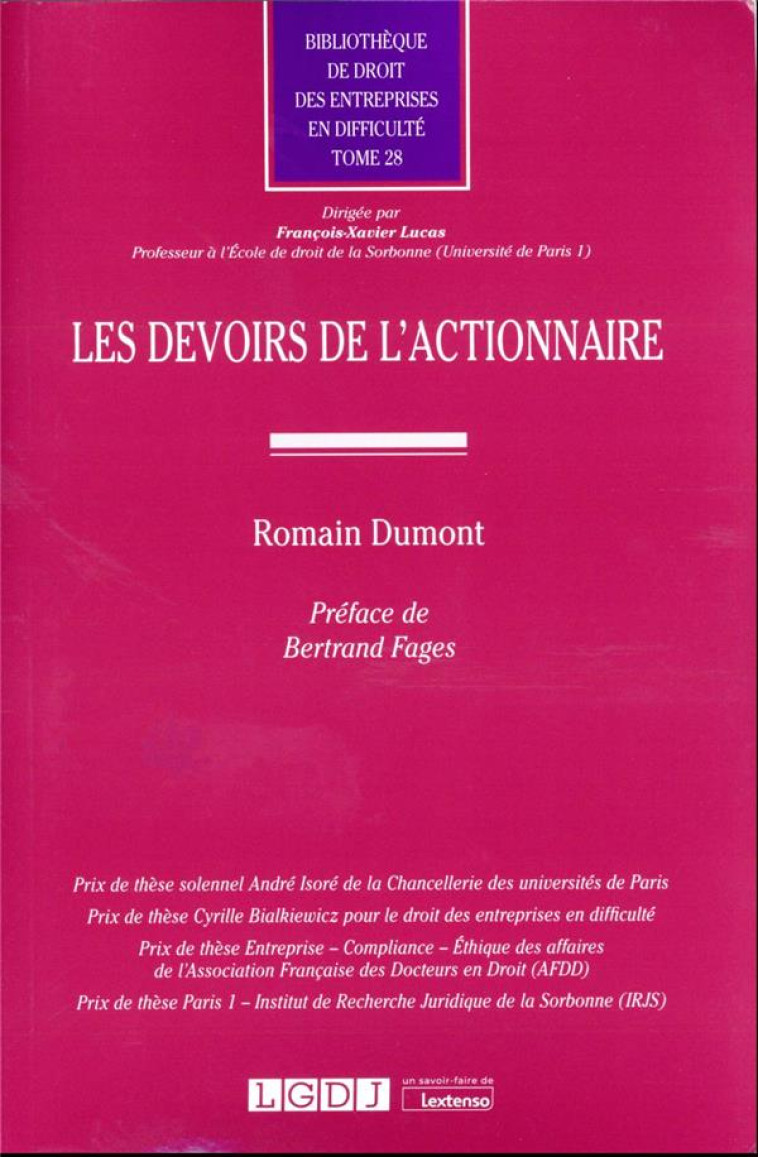 LES DEVOIRS DE L'ACTIONNAIRE T.28 - DUMONT ROMAIN - LGDJ