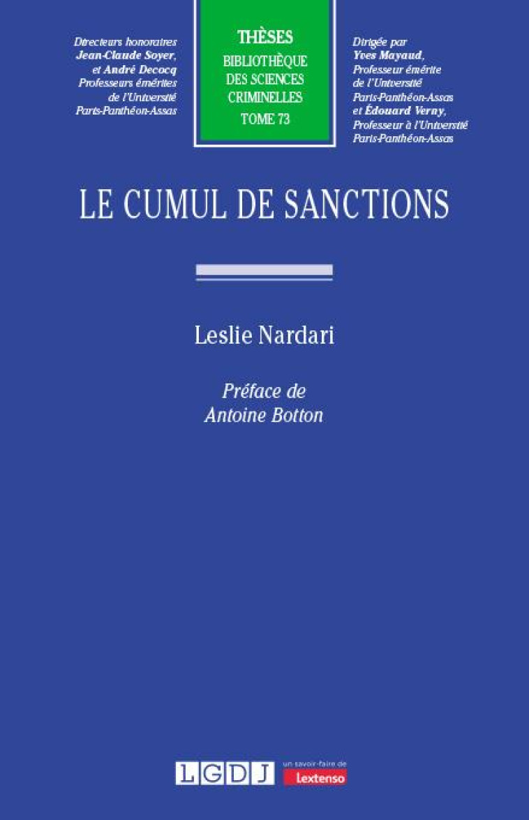 LE CUMUL DE SANCTIONS TOME 73 - NARDARI LESLIE - LGDJ