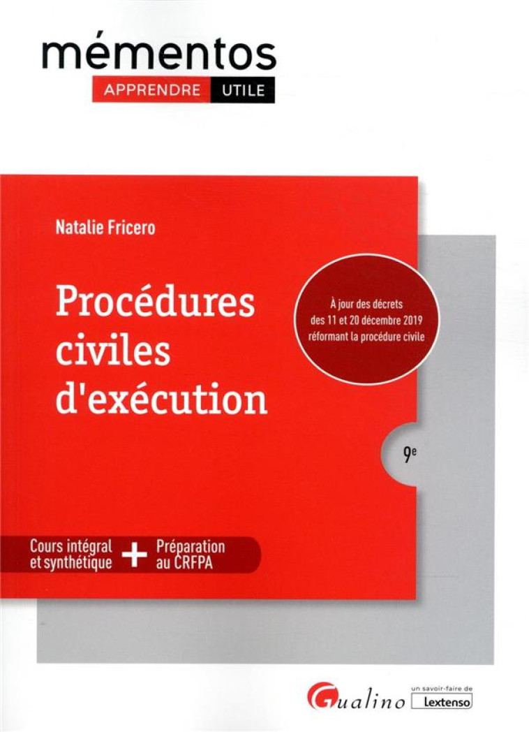 PROCEDURES CIVILES D'EXECUTION (9E EDITION) - FRICERO NATALIE - GUALINO