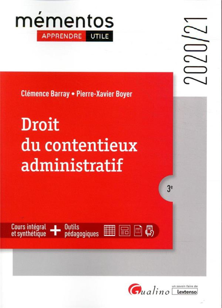 DROIT DU CONTENTIEUX ADMINISTRATIF (EDITION 2020/2021) - BARRAY/BOYER - GUALINO