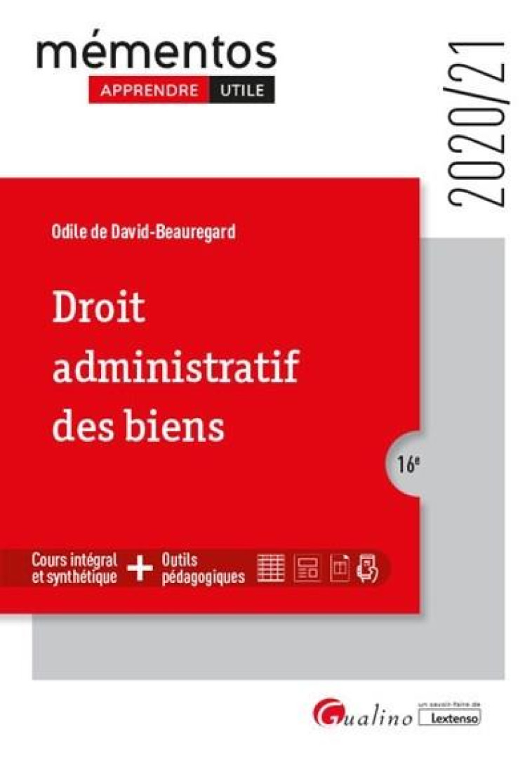 DROIT ADMINISTRATIF DES BIENS (EDITION 2020/2021) - DAVID-BEAUREGARD O D - GUALINO