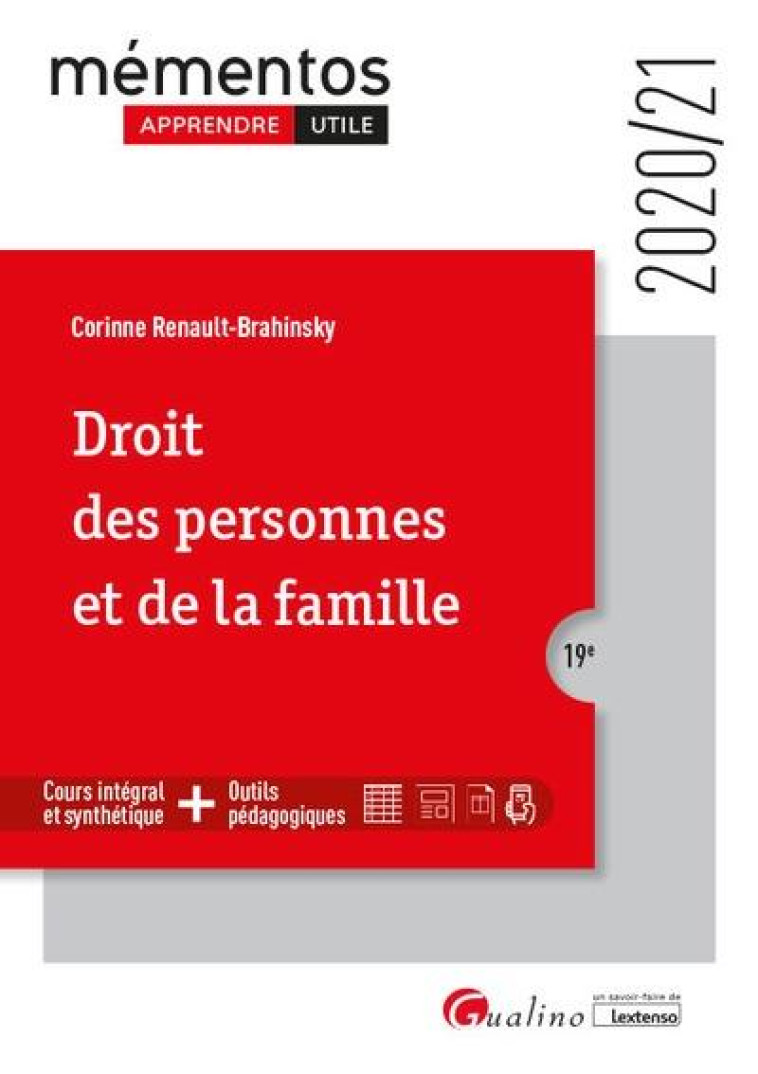 DROIT DES PERSONNES ET DE LA FAMILLE (EDITION 2020/2021) - RENAULT-BRAHINSKY C. - GUALINO