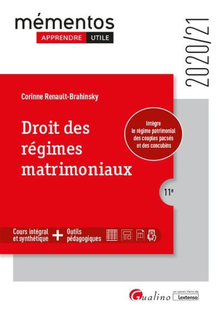 DROIT DES REGIMES MATRIMONIAUX (EDITION 2020/2021) - RENAULT-BRAHINSKY C. - GUALINO