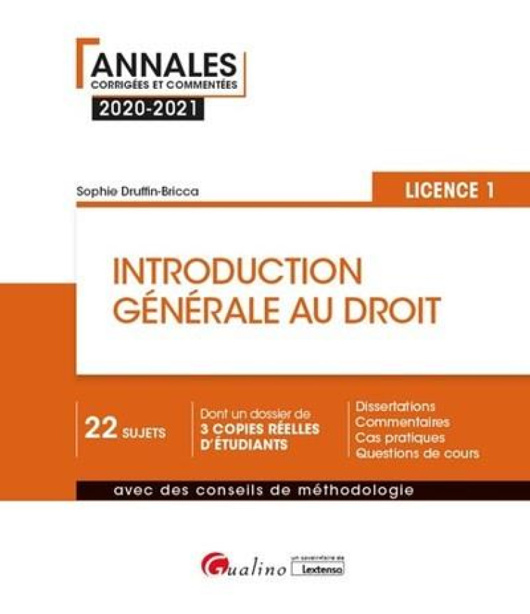 INTRODUCTION GENERALE AU DROIT  -  L1 (EDITION 2020/2021) - DRUFFIN-BRICCA S. - GUALINO