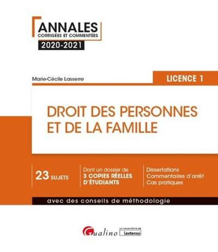 DROIT DES PERSONNES ET DE LA FAMILLE  -  L1 (EDITION 2020/2021) - LASSERRE - GUALINO