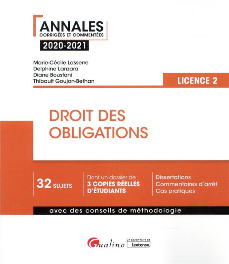 DROIT DES OBLIGATIONS  -  L2 (EDITION 2020/2021) - LASSERRE/BOUSTANI - GUALINO