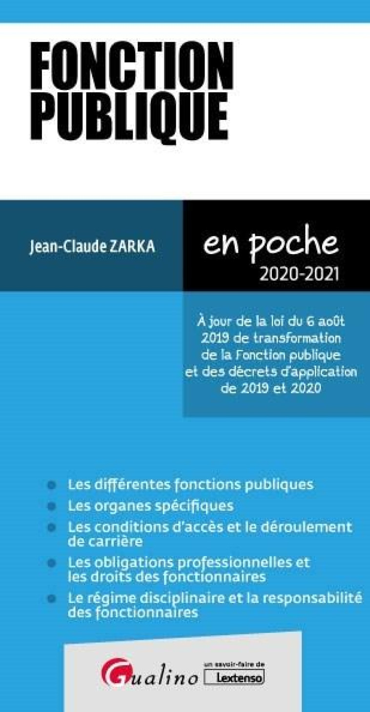 FONCTION PUBLIQUE (EDITION 2020/2021) - ZARKA JEAN-CLAUDE - GUALINO