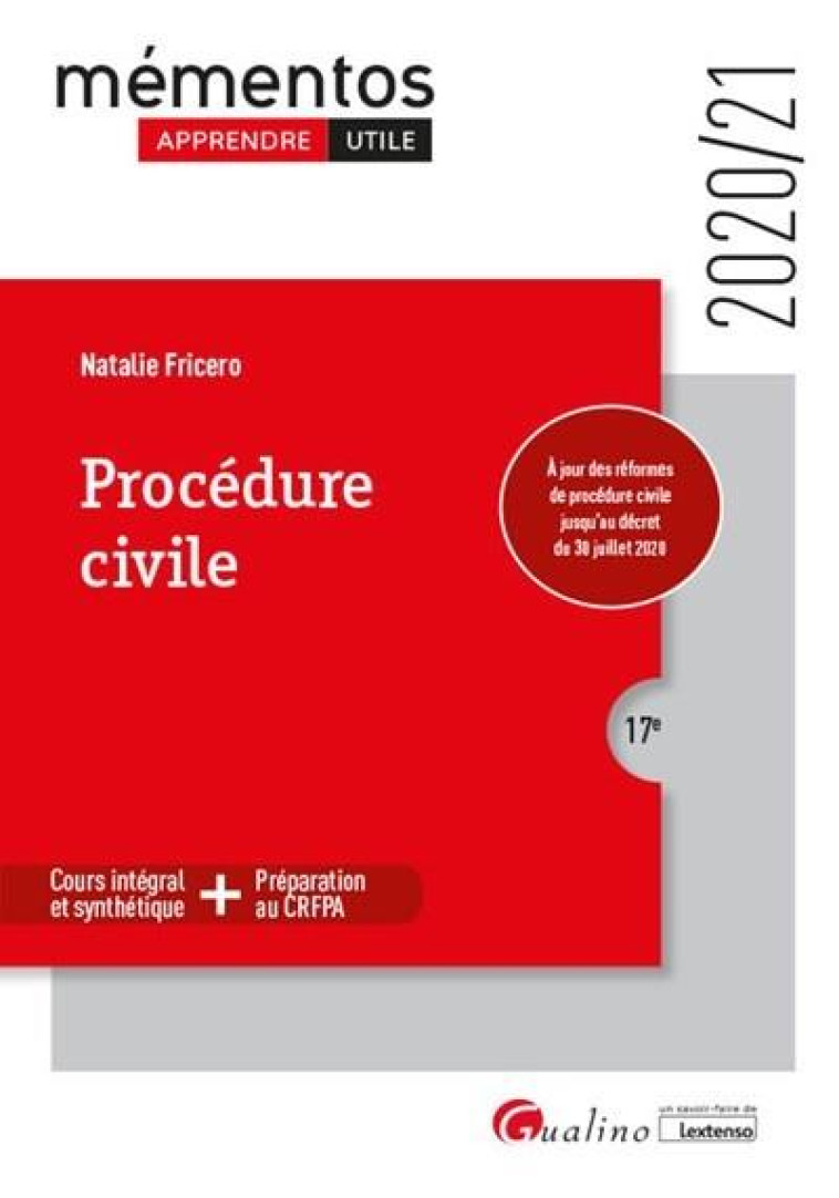 PROCEDURE CIVILE (EDITION 2020/2021) - FRICERO NATALIE - NC