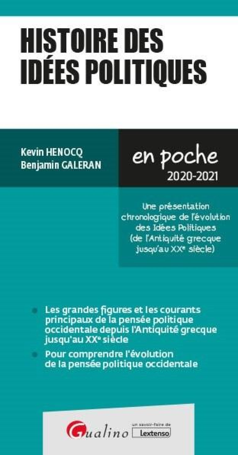 HISTOIRE DES IDEES POLITIQUES (EDITION 2020/2021) - GALERAN/HENOCQ - GUALINO