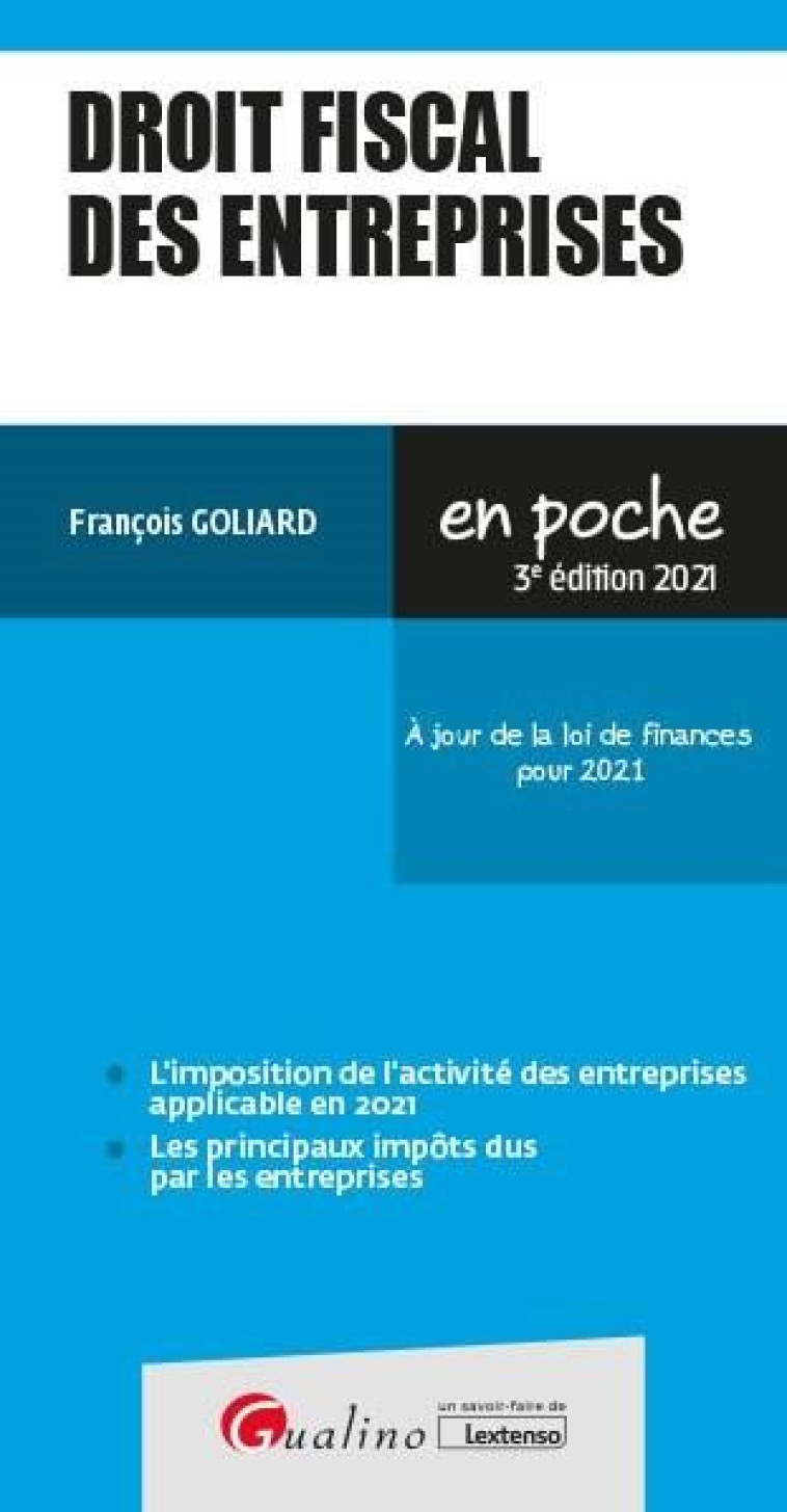 DROIT FISCAL DES ENTREPRISES (3E EDITION) - GOLIARD FRANCOIS - GUALINO