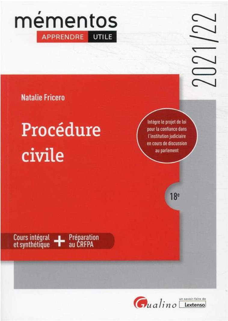 PROCEDURE CIVILE (EDITION 2021/2022) - FRICERO NATALIE - GUALINO