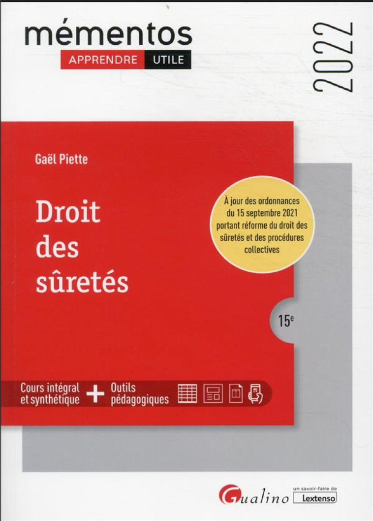 DROIT DES SURETES (15E EDITION) - PIETTE GAEL - GUALINO