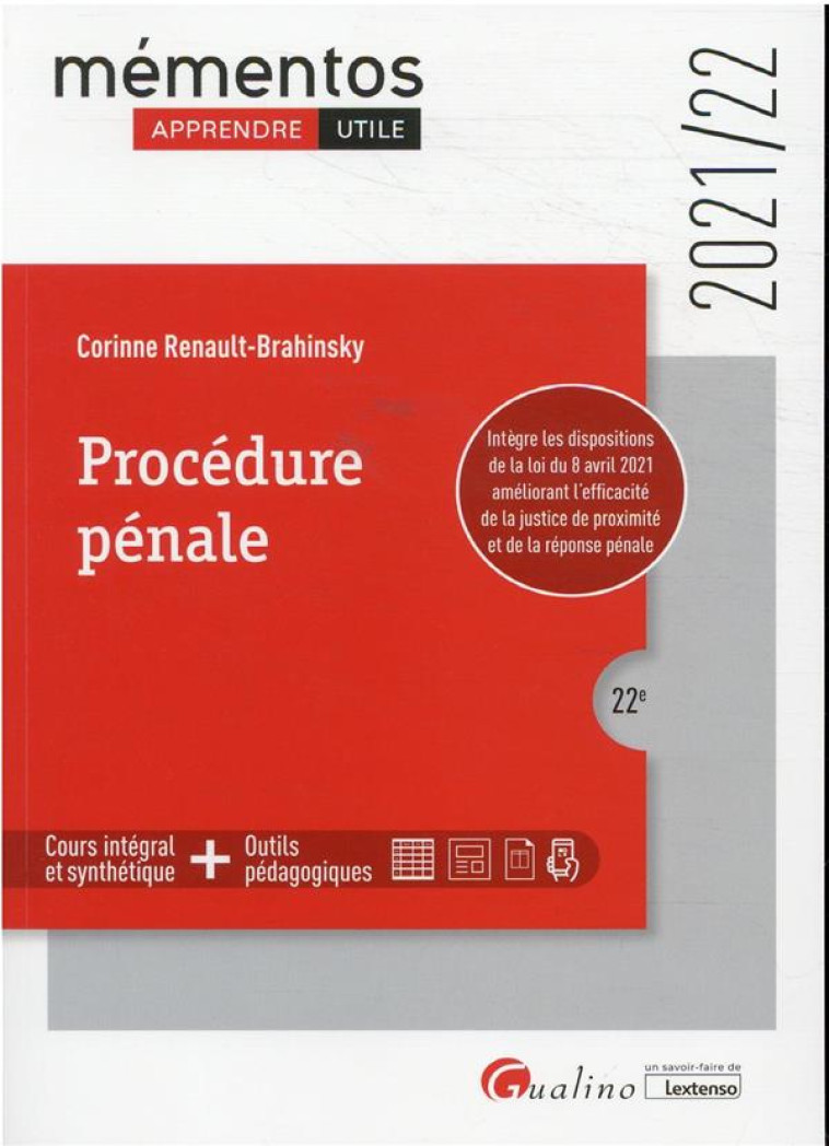 PROCEDURE PENALE (EDITION 2021/2022) - RENAULT-BRAHINSKY C. - GUALINO