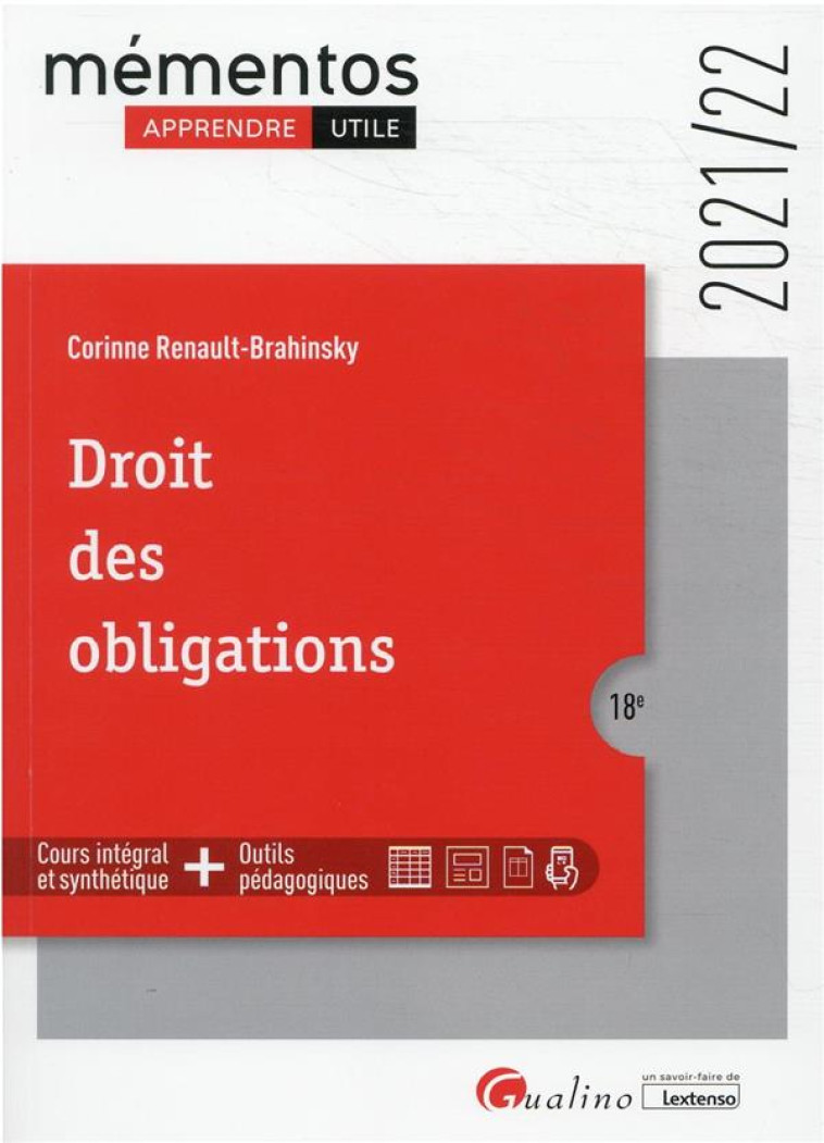 DROIT DES OBLIGATIONS (EDITION 2021/2022) - RENAULT-BRAHINSKY C. - GUALINO