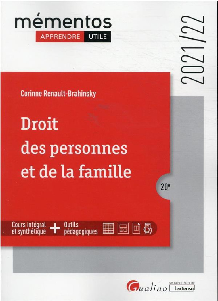 DROIT DES PERSONNES ET DE LA FAMILLE (EDITION 2021/2022) - RENAULT-BRAHINSKY C. - GUALINO