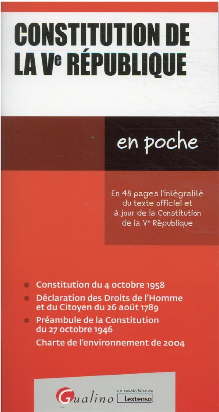CONSTITUTION DE LA VE REPUBLIQUE (13E EDITION) - COLLECTIF - GUALINO