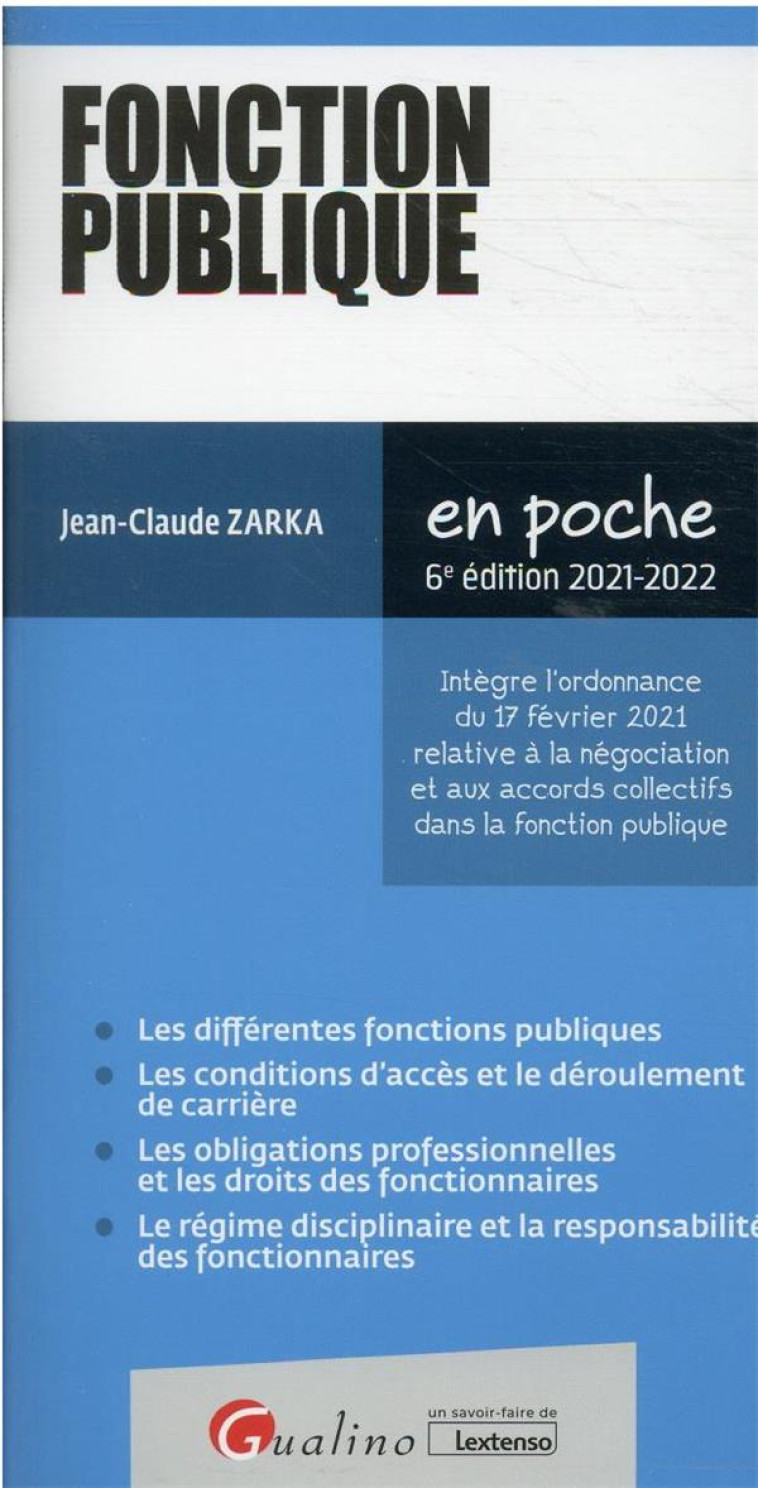 FONCTION PUBLIQUE (EDITION 2021/2022) - ZARKA JEAN-CLAUDE - GUALINO