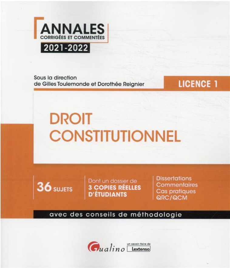 DROIT CONSTITUTIONNEL : L1 (EDITION 2021/2022) - TOULEMONDE/REIGNIER - GUALINO