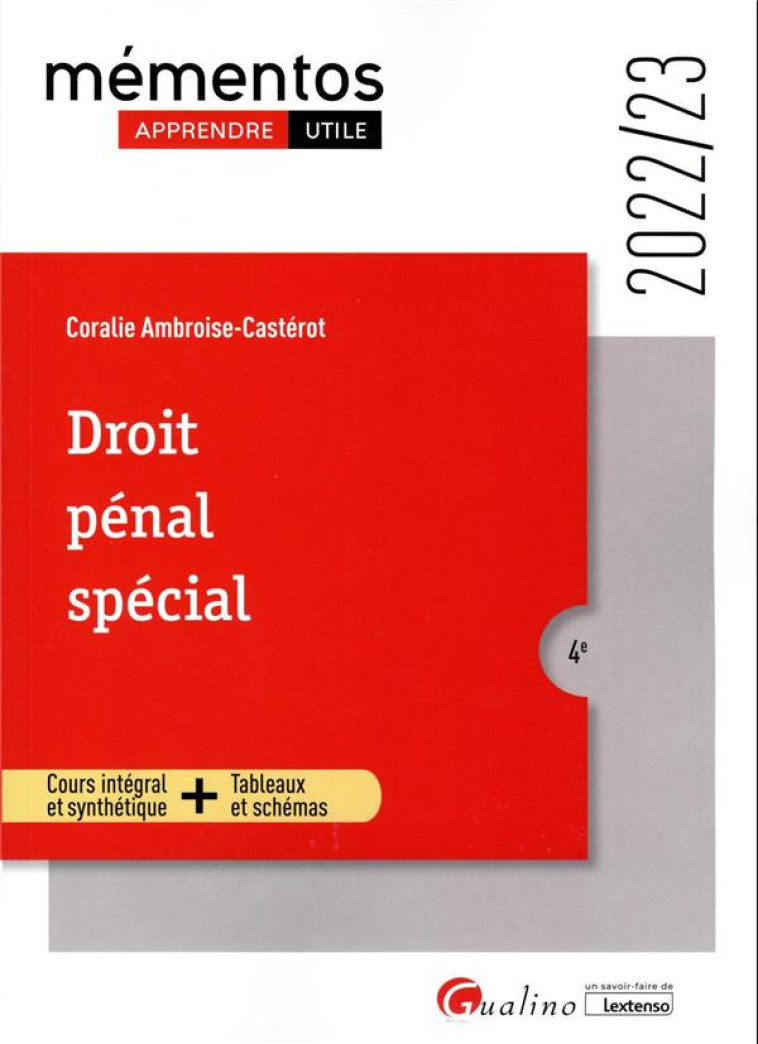 DROIT PENAL SPECIAL - INFRACTIONS CONTRE LES PERSONNES - INFRACTIONS CONTRE LES BIENS - ATTEINTES AU - AMBROISE-CASTEROT C. - GUALINO