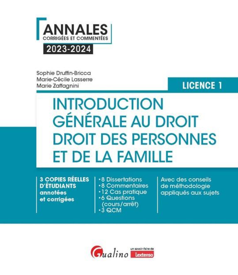 INTRODUCTION GENERALE AU DROIT ET DROIT DES PERSONNES ET DE LA FAMILLE  -  L1 (EDITION 2023/2024) - LASSERRE/ZAFFAGNINI - GUALINO