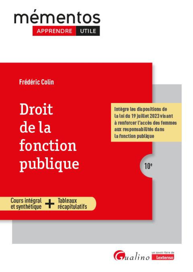 DROIT DE LA FONCTION PUBLIQUE (10E EDITION) - COLIN FREDERIC - GUALINO